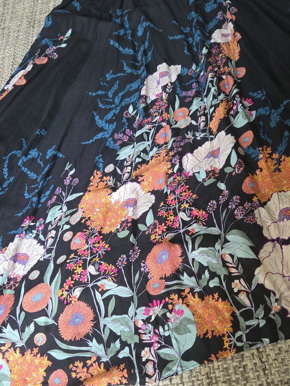 NWT Free People Embrace It Black Floral Open Back Boho Slip Maxi Dress M